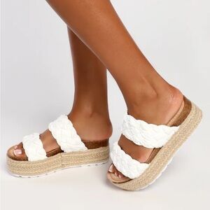 Espadrille platform slides
